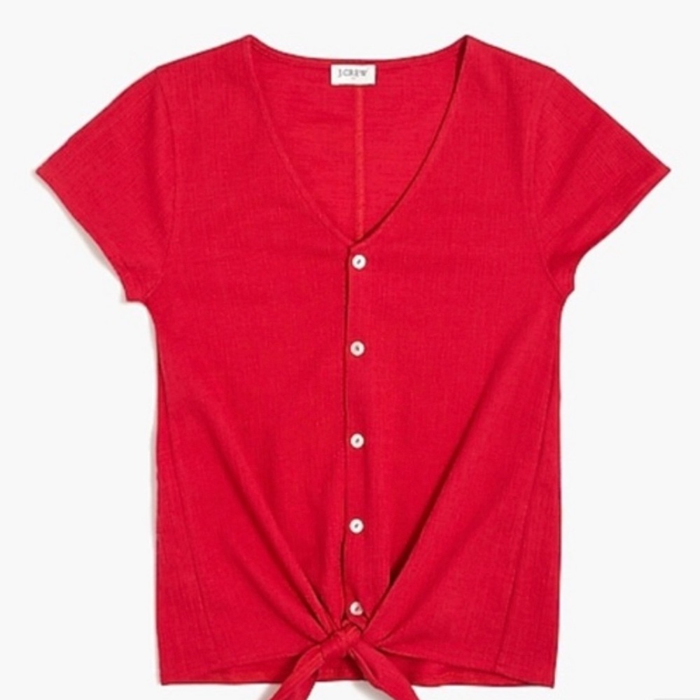 NWOT J. Crew Textured Tie Front Tee xs